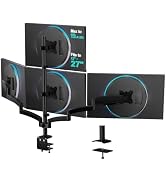 WALI Stacked 4 Monitor Mount for 13-27 inch Screens, 19.8 lbs per Arm | Tall Quad Monitor Stand f...