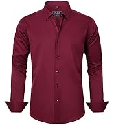 J.Ver Men's Dress Shirts Solid Long Sleeve Stretch Wrinkle-Free Formal Shirt Business Casual