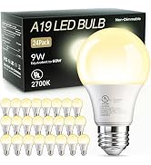 TJOY 24 Pack A19 LED Light Bulbs Soft White 2700K, 60 Watt Equivalent LED Bulb, Efficient 9W, E26...