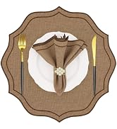 yuuzue Faux Linen Round Placemats Set of 4, Washable Wrinkle-Resistant Non-Slip Table Placemats, ...