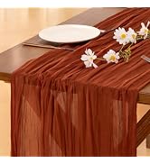 Cheesecloth Table Runner Fall Boho Wedding Birthday Party Home Decor | Terracotta Rustic Gauze 10...