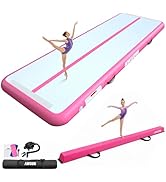 AWSUM 6.6ft/10ft Gymnastics Mat with Balance Beam, 4" Thick Inflatable Tumbling Mat Track & Folda...