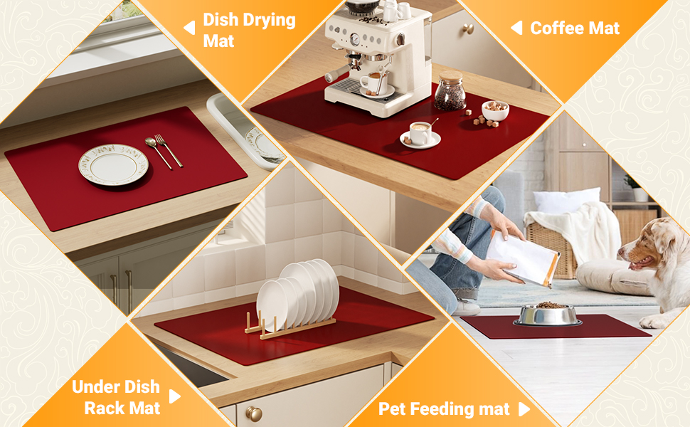coffee mat, dish drying mat, under dish rack mat, pet feeding mat