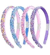 FROG SAC 4 Thin Headbands for Girls - Sequin Headband Set for Kids, Sprinkle Hair Bands for Child...