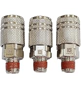 COSMOSTAR Industries Steel 1/4" FNPT Air Coupler 3 Pieces - 1/4 Inch Flow Size and 1/4" NPT Male ...