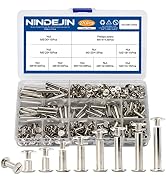 NINDEJIN 270pcs Chicago Screws Assortment Set, 9 Sizes Ni-plated Phillips Head Bookbinding Screw ...