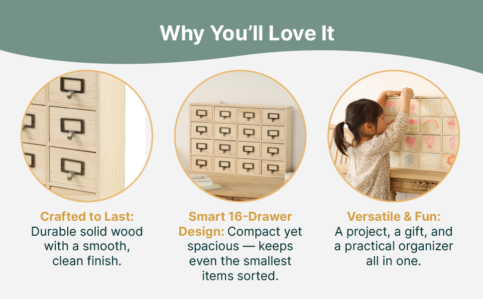 DIY Wooden Desk Organizer with 16 Drawers