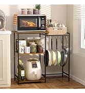 Kitchen Stand with Pots Rack, Utility Microwave Oven Stand with Storage, 5 Tiers Coffee Bar Table...