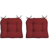 Arden Selections Outdoor Wicker Chair Cushion, 2 pack, 20 x 18, Tufted Plush Cushion for Wicker a...