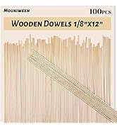 Moukiween Wooden Dowel Rods, 100PCS 1/8 x 12 Inch Round Wooden Sticks for Arts Crafts, Home Decor...