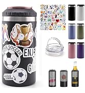 16oz Insulated Can Cooler & Tumbler with 2 Lids, Fits 12oz Beer & Soda Cans, Double Wall Stainles...