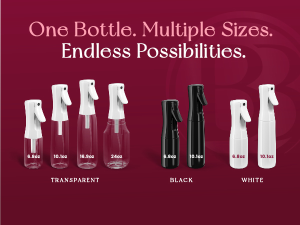Beautify Beauties Spray Bottles. One bottle, multiple sizes