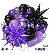 Purple and Black Balloons, 12 Inch Metallic Purple Dark Light Purple Black Confetti Balloon with ...