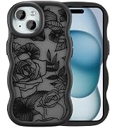 XIZYO for iPhone 14 Plus/iPhone 15 Plus Case, Cute Wavy Floral Flower Rose Aesthetic, Curly Wave ...