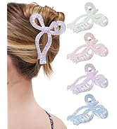 Mesovor 4 Pack Elegant Bow Hair Claw Clips, Nonslip 4.3