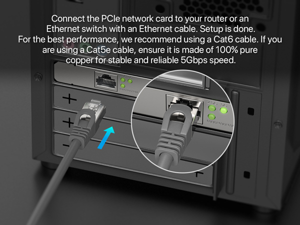 Setup Step 3 Connect the PCIe Network Card to a Router or an Ethernet Switch with an Ethernet Cable