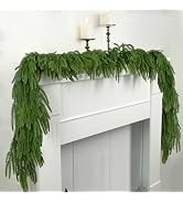 2Pcs 6Ft Artificial Norfolk Pine Christmas Garlands Decorations,Xams Green Real Touch Pine Garlan...