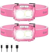 Blukar LED Headlamp,2000L Super Bright Rechargeable Headlight Flashlight with White&Red Light 2 P...