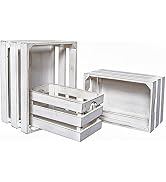 EMAX HOME Rustic Wood Crates for vintage decorative display, wooden crates decorative with Handle...