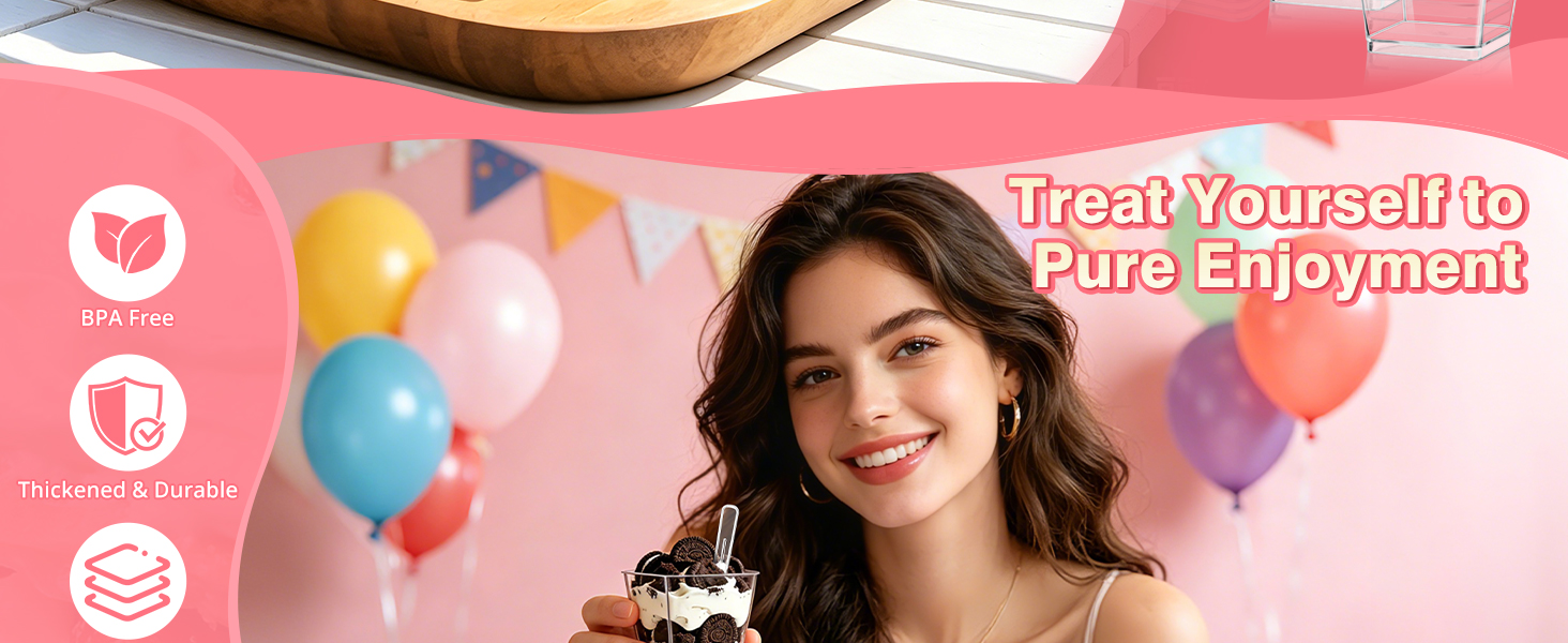 5oz Plastic Dessert Cups with Lids and Spoons