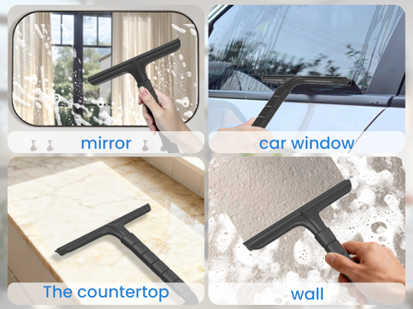 Ergonomic Hanging Bathroom Squeegee for Shower Glass/ Window/ Tile/ Floor/ Mirror