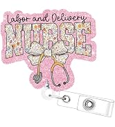 Labor and Delivery Nurse Badge Reel - Cosmisun Funny Nursing Badge Reels Retractable Nicu Glitter...