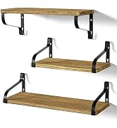 Love-KANKEI Floating Shelves Wall Mounted Set of 3, Large Wood Wall Shelves for Storage, Rustic S...