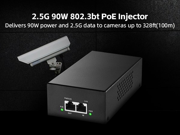 2.5G 90W PoE Injector