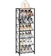 HOOBRO Shoe Rack for Entryway, 7-Tier Slanted Shoe Storage Shelf, Slim Shoe Organizer, Narrow Sho...