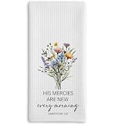 Tsunerrorami Christian Kitchen Towel, Waffle Weave Microfiber Scripture Hand Towel, His Mercies a...