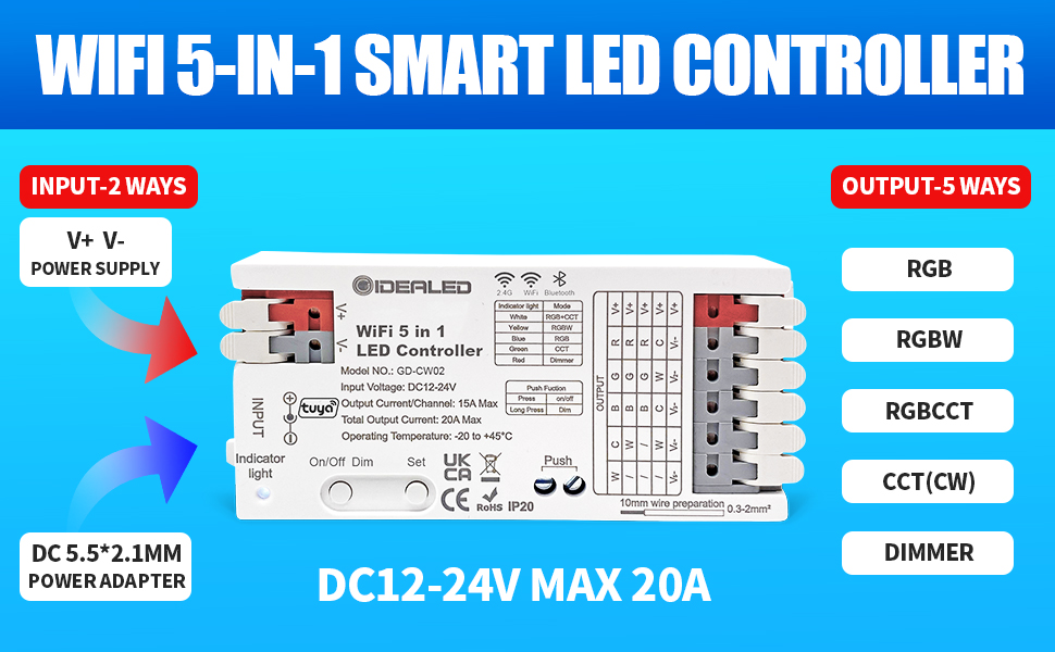 wif i rgbww led controller
