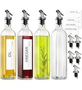gmisun Olive Oil Dispenser for Kitchen, 4 Pack 17 fl oz Glass Oil Dispensers Bottle, Cooking Soy ...