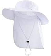 Home Prefer UPF 50+ Sun Hats for Men Women Wide Brim Fishing Hat with Neck Flap Summer Safari UV ...