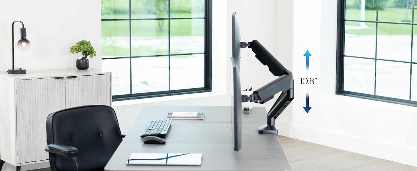 Pneumatic Arm Dual Ultrawide Monitor Desk Mount