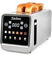 Zachvo 4 Slice Long Slot Toaster with Touchscreen, Memory Function, Extra Wide Slots for Bagels &...