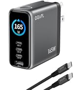 165W GaN USB C Laptop Charger Block, Compact 140W MacBook Pro Charger | PD 3.1, Smart Display, 3 ...