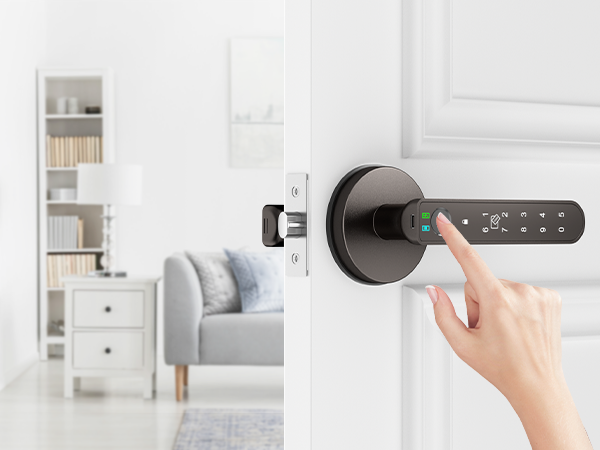 Smart handle door lock grey