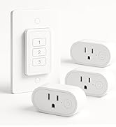 Remote Control Outlet: Wireless Light Switch with Wall Plate — Long Range — Plug in On Off Switch...