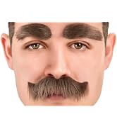 KICNIC Fake Mustache and Eyebrows Brown, Realistic Grandpa Self Adhesive Mustaches, Stick-on Bear...