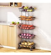 Fruit Basket Kitchen Pantry Organizers and Storage - 5 Tier Stackable Metal Wire Basket Stand for...