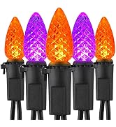 ODEETRONIC Orange Purple Lights, 16.3ft 50 LED C3 Halloween String Lights, 120V UL Certified Outd...