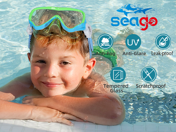 blue&green swim mask for kids youth