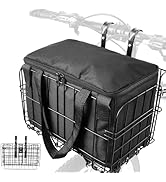 Zacro Folding Bicycle Bike Basket Front with Removable Liner Bag, Large Quick Release Design Meta...