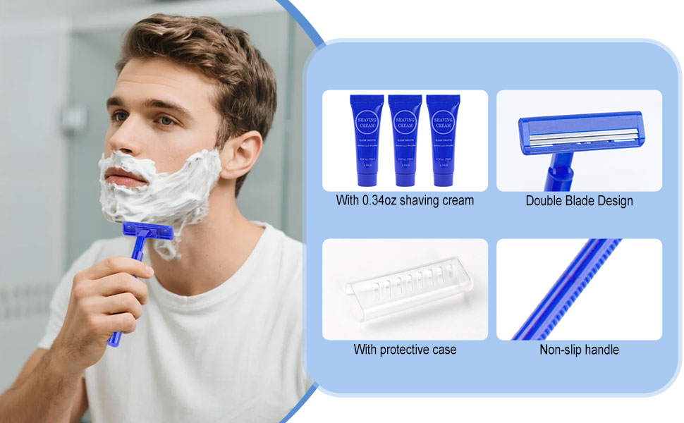 10pack Razor with 0.34oz Shaving Cream Blue