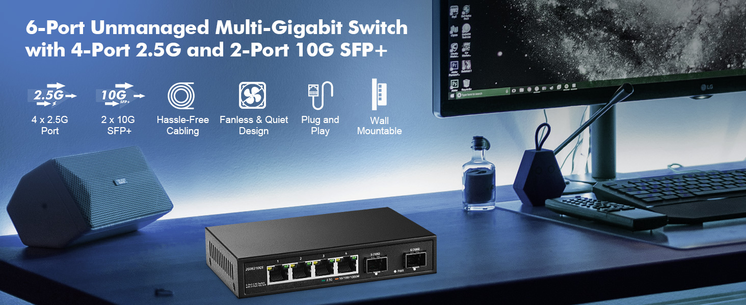 4-Port 2.5G Ethernet switch with 2-port 10G SFP+_