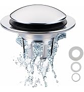 Chrome Bathroom Sink Drain Stopper,Welsan Universal Pop-Up Drain Stopper Plug Strainer with Hair ...