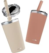 CUPKIN Toddler Tumblers, The Original 12 oz Stackable Stainless Steel Cups, Set of 2 Powder Coate...