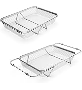 WAGENSTEIGER Extendable Dish Rack with Feet, Vegetable Colander Basket, Stainless Steel Dish or S...