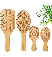 SAMEBUTECO Hair Brush Set Bamboo Paddle Detangling Brushes for Thick, Thin, Curly, and Dry Hair 4...