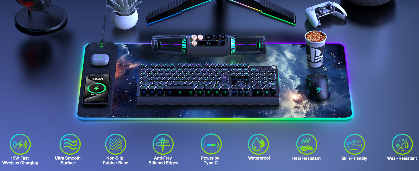 rgb desk mat pad mouse